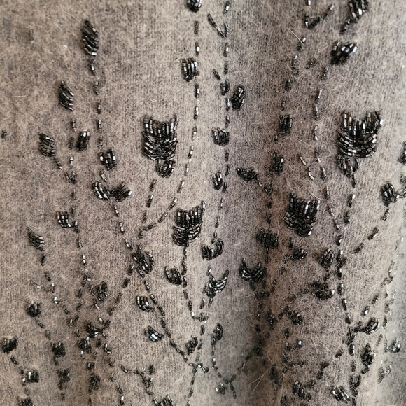 Urban Works Ramie Angora Pullover Knit Short Sleeve Beaded Sweater - Picture 4 of 5